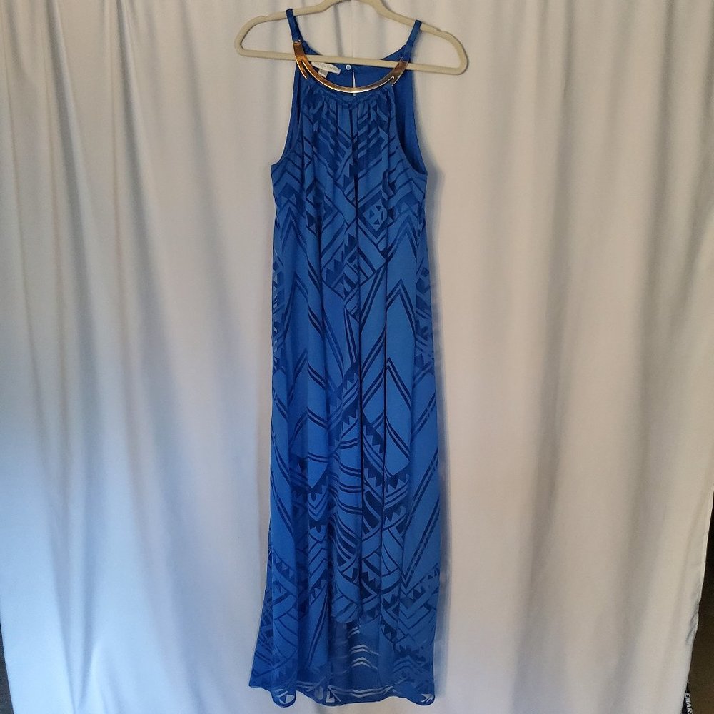 London Times Blue Cutout-Detail Maxi